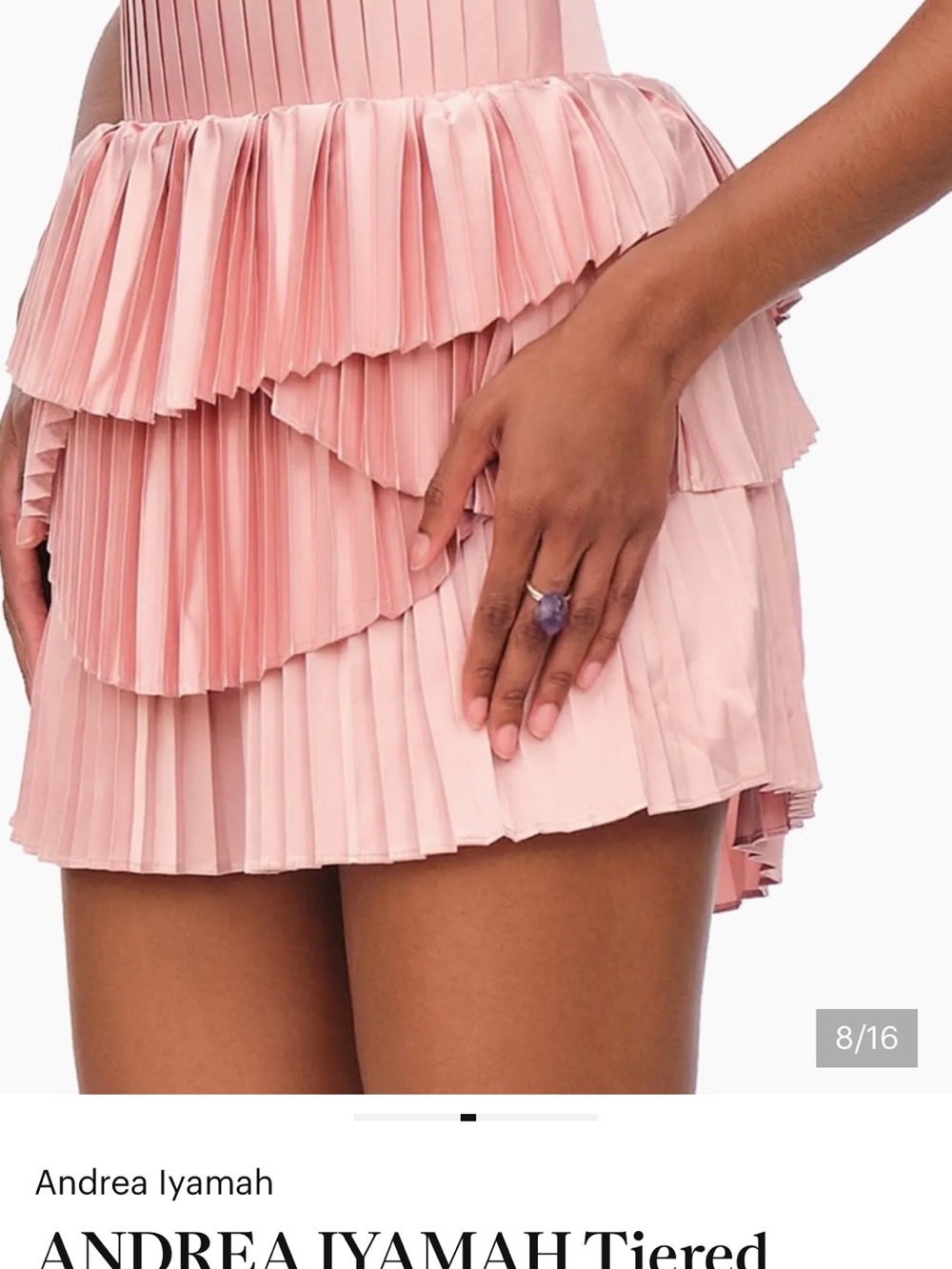 NWT Andrea Iyamah Blush Pink Tiered Pleated Mini Skort
